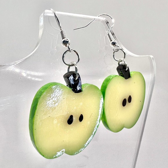 Apple Slice Earrings - Teacher Earrings - School Earrings - Summer Fruit Earring - Picture 7 of 10